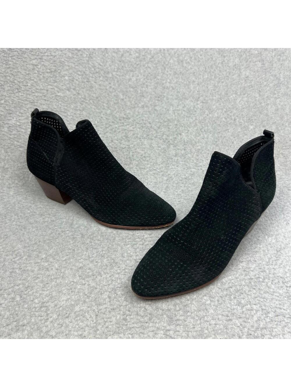 Sam Edelman Rio Perforated Leather Slip On Ankle Boots Womens 7 Western Black